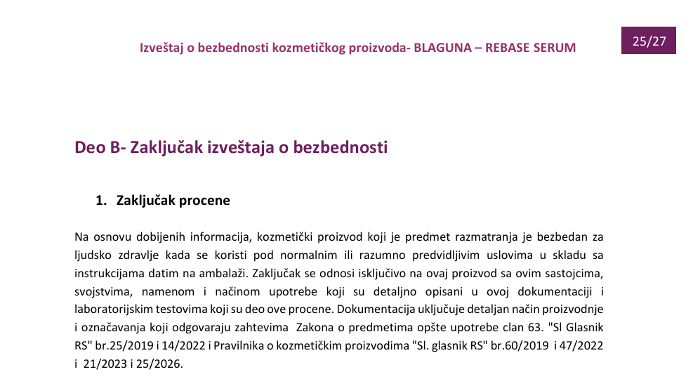 bezbedna prirodna kozmetika - PIF i CPSR dokumentacija prirodna kozmetika