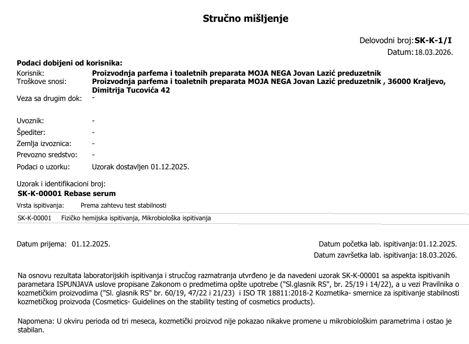 ispitivanje stabilnosti - prirodna kozmetika