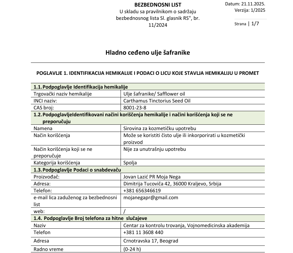 Blaguna MSDS - Safranika